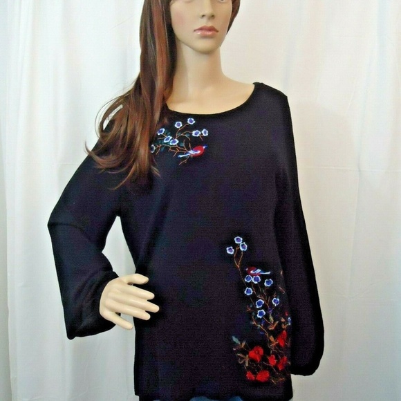 Charter Club Women's Black Embroidered Floral - Picture 1 of 7